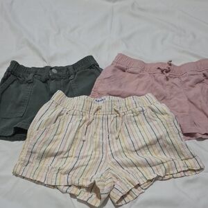 Old Navy Kids' Shorts Trio - Olive, Blush, Multicolor Stripes Girls Size 8 (M)